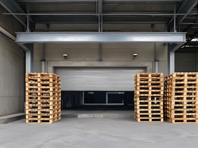 Shipping dock with overhead beam